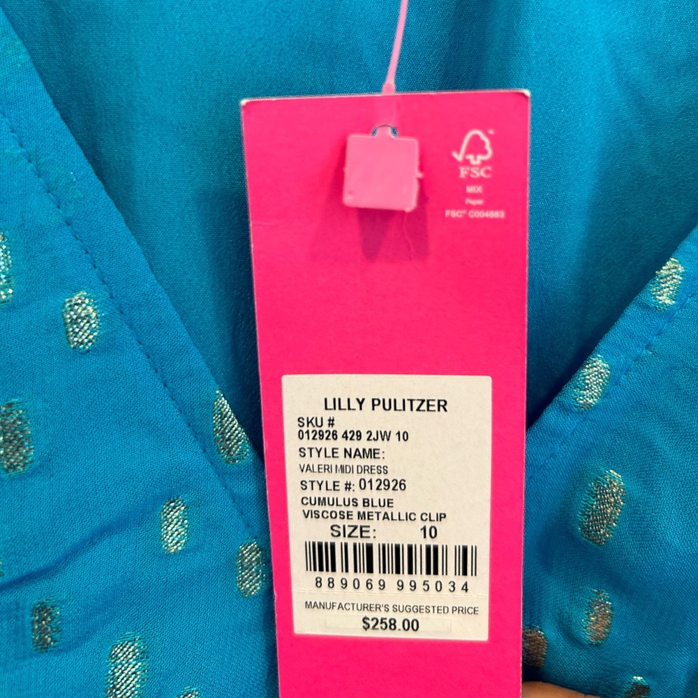 Lilly Pulitzer Blue Sleeveless V-Neck Midi Sundress - Picture 5 of 13